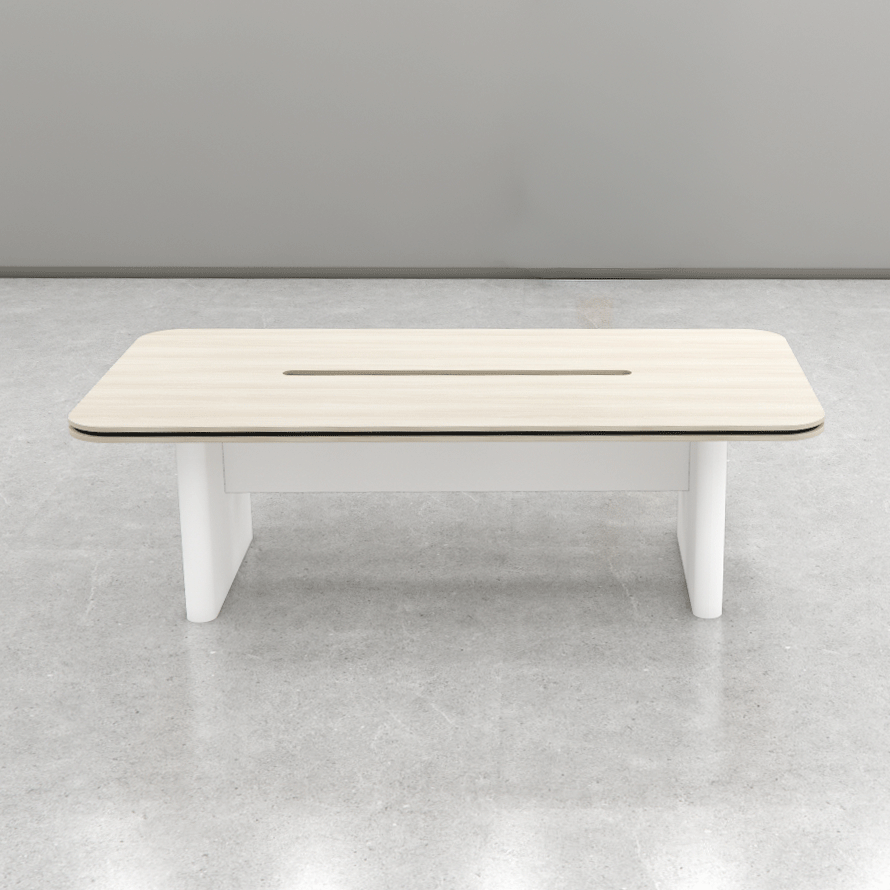 Bàn họp BH038 – Gỗ MFC phủ melamin màu trắng vàng vân gỗ 2m4 | Nội Thất giá tốt 2K