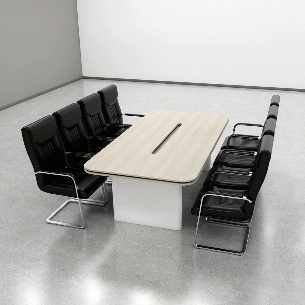 Bàn họp BH038 – Gỗ MFC phủ melamin màu trắng vàng vân gỗ 2m4 | Nội Thất giá tốt 2K