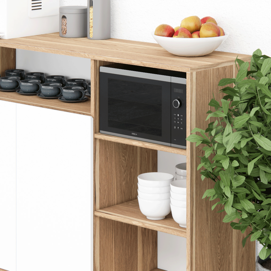 Tủ Pantry 003 140cm Nội Thất 2K – Tủ Bếp Có Ngăn Mở Tiện Lợi