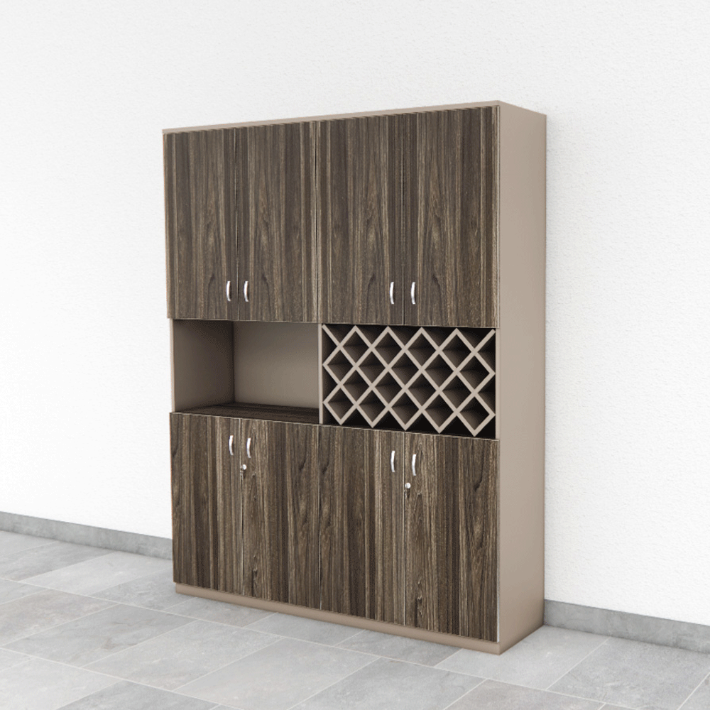 Tủ Pantry 007 160cm Cao 200cm – Tủ 8 Cánh Với Ngăn Rượu Vang