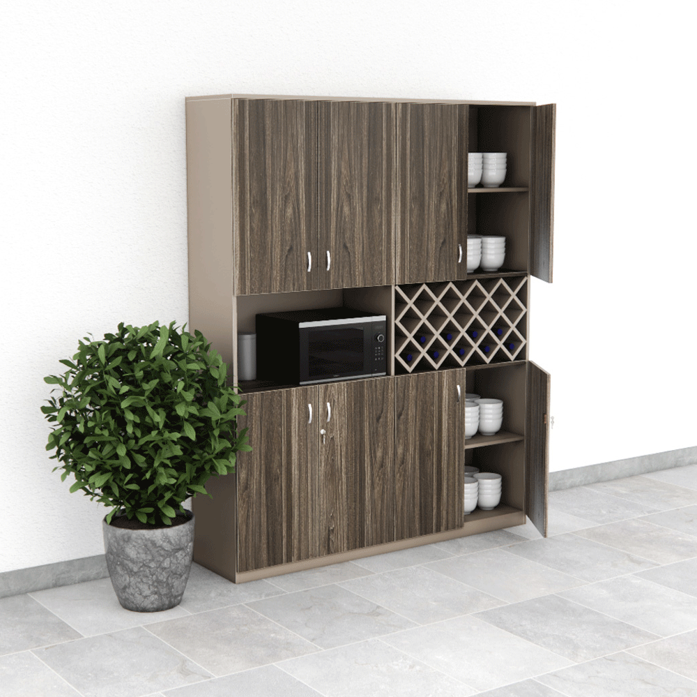 Tủ Pantry 007 160cm Cao 200cm – Tủ 8 Cánh Với Ngăn Rượu Vang