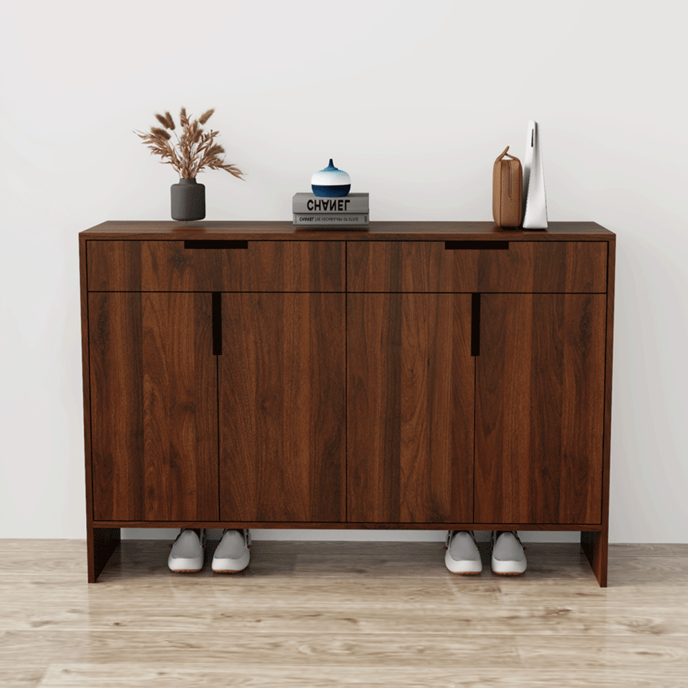 Tủ giày 4 cánh TGS013 - Gỗ mfc phủ melamin màu nâu vân gỗ | Nội Thất giá tốt 2K