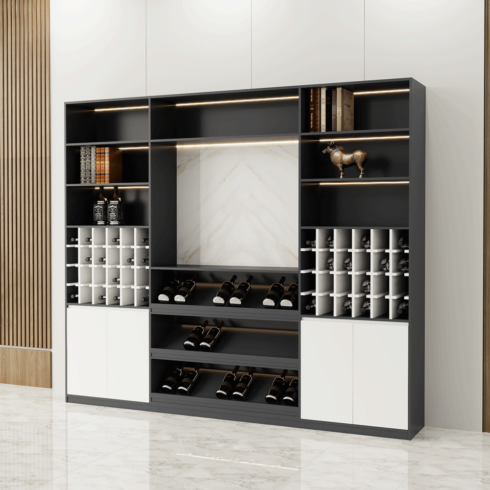 Tủ rượu TR001 - Gỗ mfc phủ melamin màu chì + trắng | Nội Thất giá tốt 2K