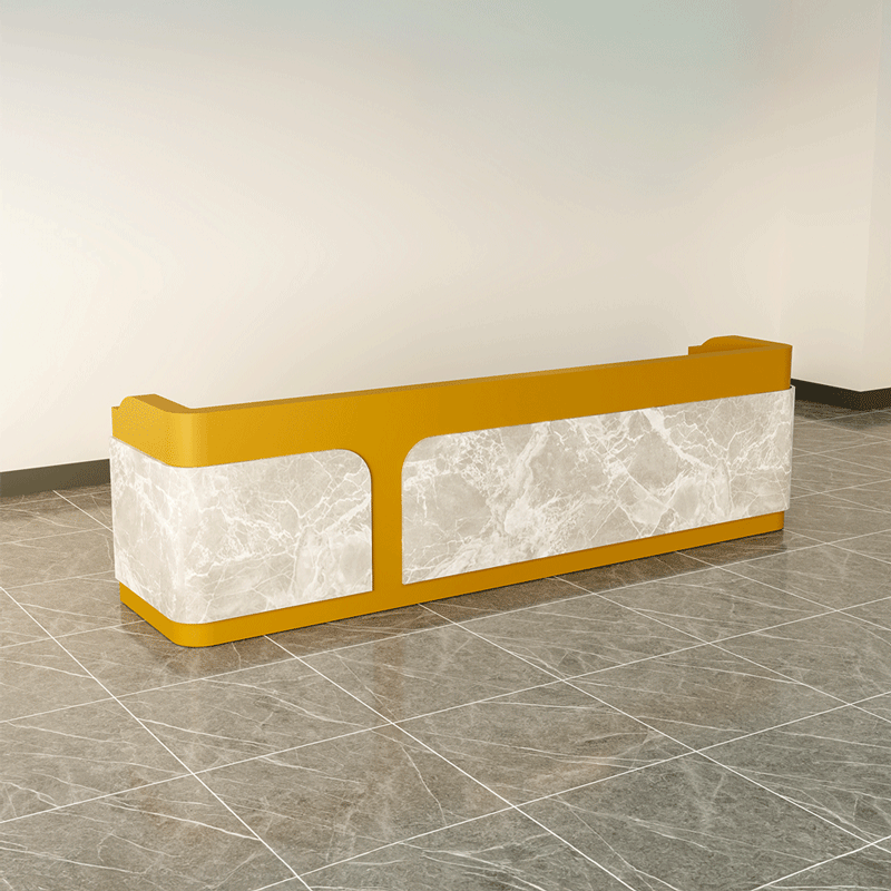 Quầy lễ tân QLTS014 - Gỗ MDF Sơn Bệt Vàng Mustard Hiện Đại, Điểm Nhấn Cho Không Gian Văn Phòng