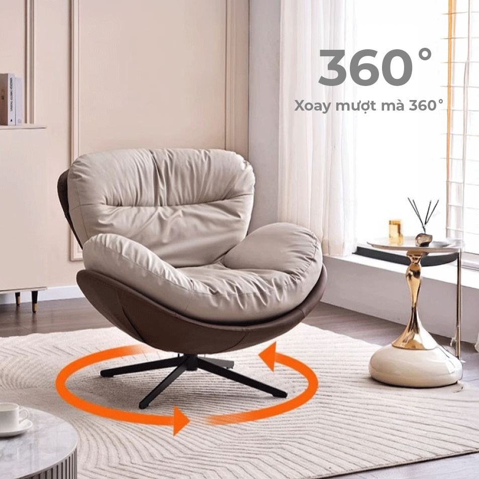 Ghế thư giãn GTG001 –  Đệm da màu cam xoay 360 chống bám bẩn | Nội Thất giá tốt 2K