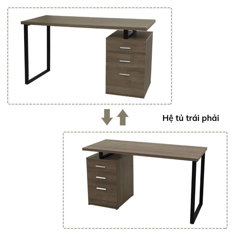 Bàn nhân viên chân sắt có tủ - NVS-G