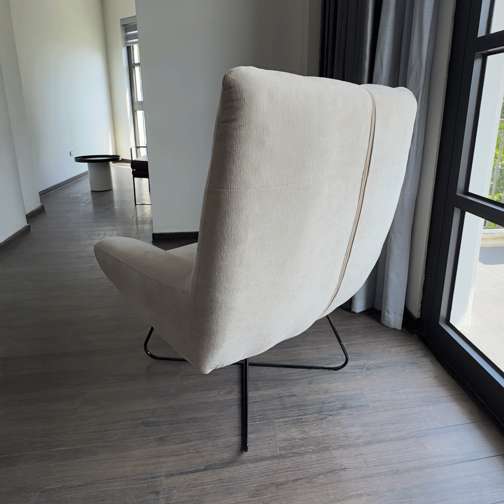 Ghế Sofa Đơn SFD002 - Ghế Thư Giãn Màu Kem Be Sáng Bọc Nỉ cao cấp