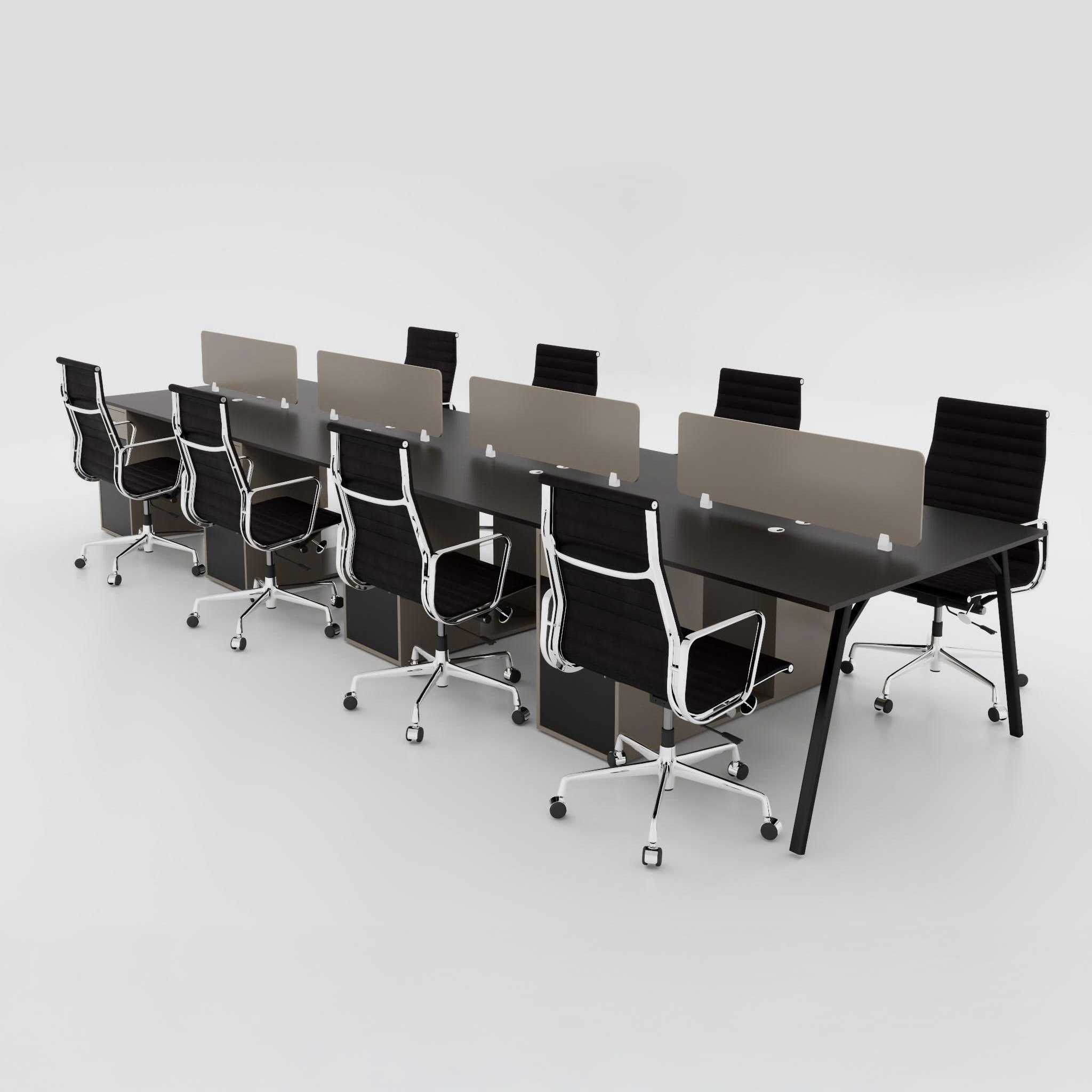 Cụm bàn làm việc 8 người BNVG008 - Gỗ MFC phủ melamin vân gỗ đen 025 | Nội Thất giá tốt 2K