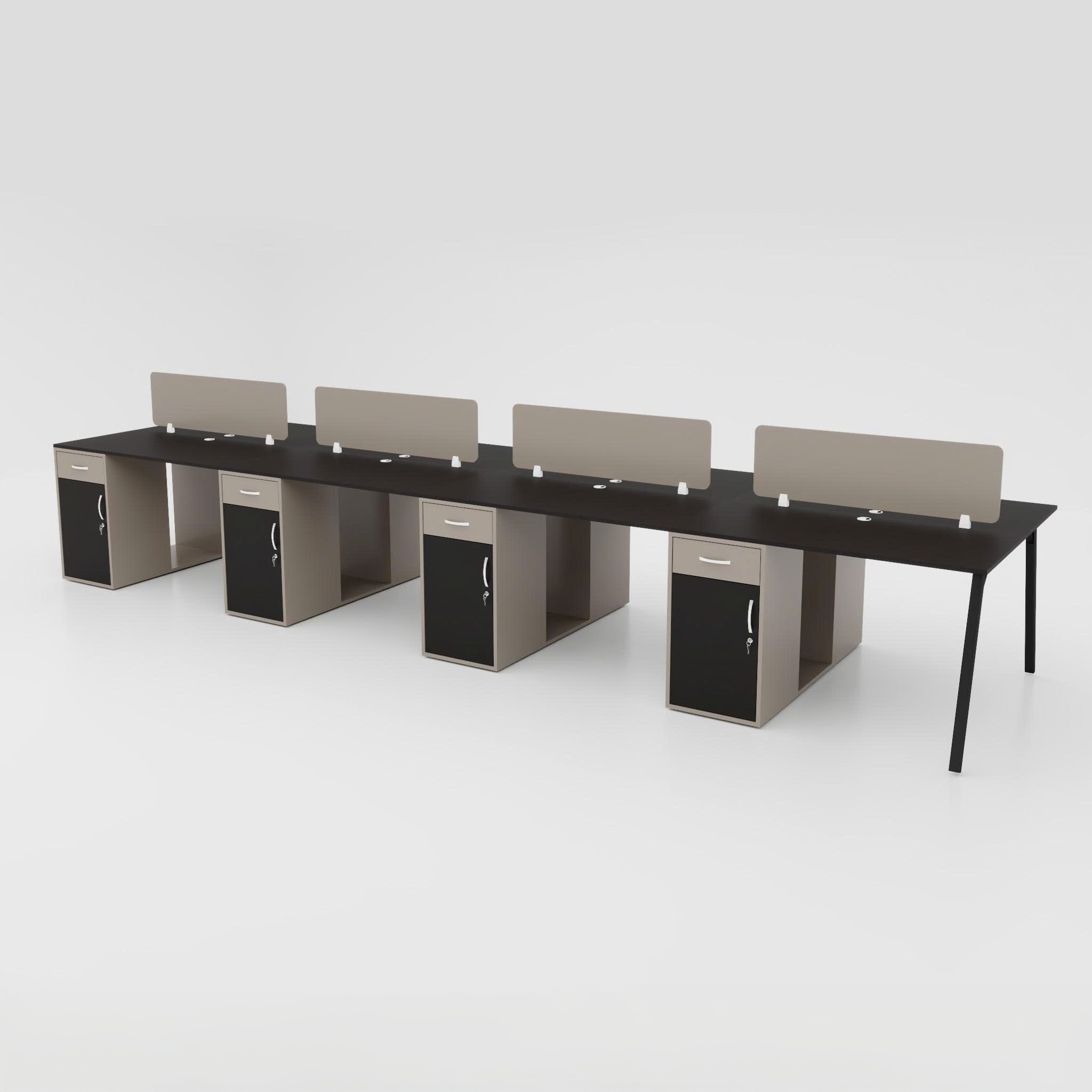 Cụm bàn làm việc 8 người BNVG008 - Gỗ MFC phủ melamin vân gỗ đen 025 | Nội Thất giá tốt 2K