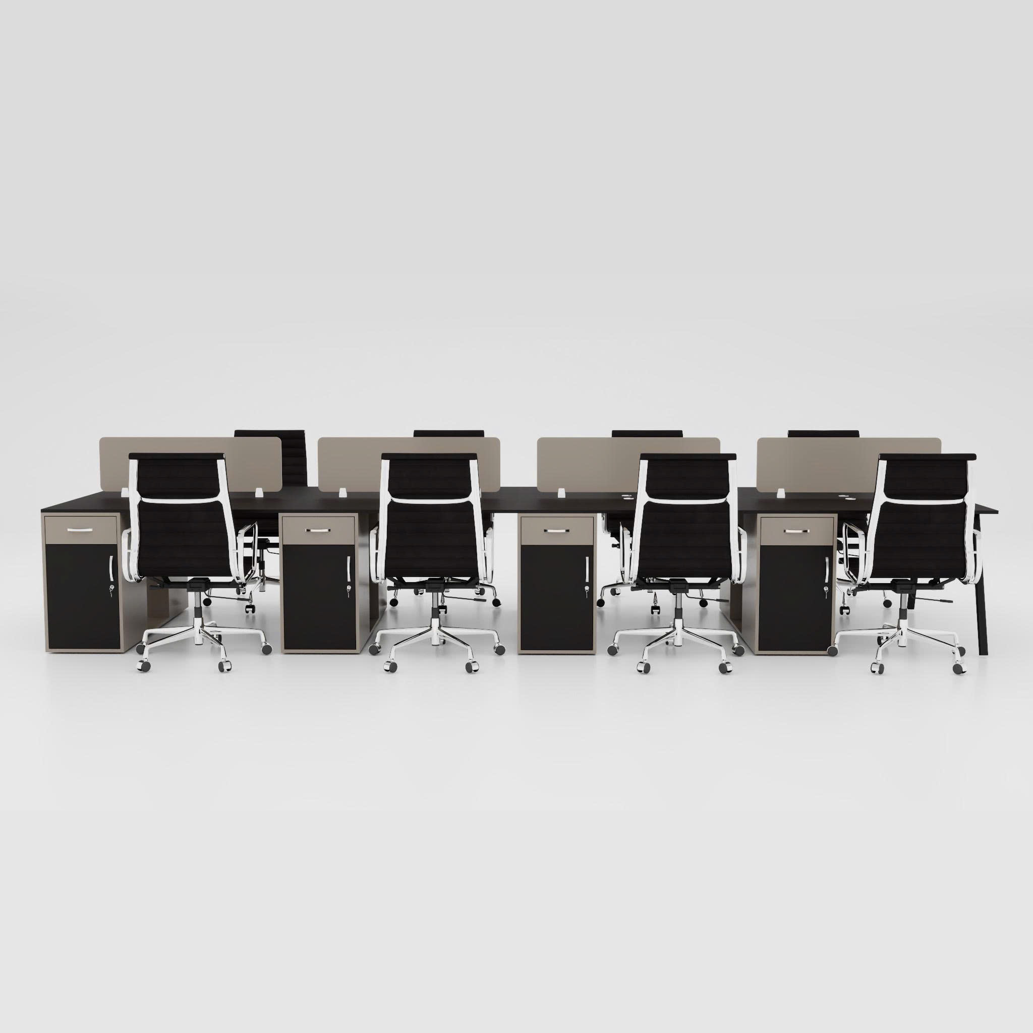 Cụm bàn làm việc 8 người BNVG008 - Gỗ MFC phủ melamin vân gỗ đen 025 | Nội Thất giá tốt 2K