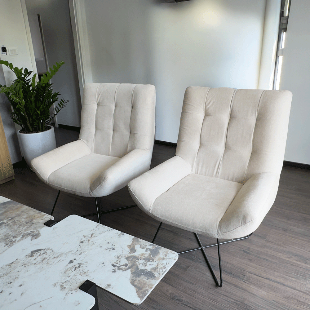 Ghế Sofa Đơn SFD002 - Ghế Thư Giãn Màu Kem Be Sáng Bọc Nỉ cao cấp