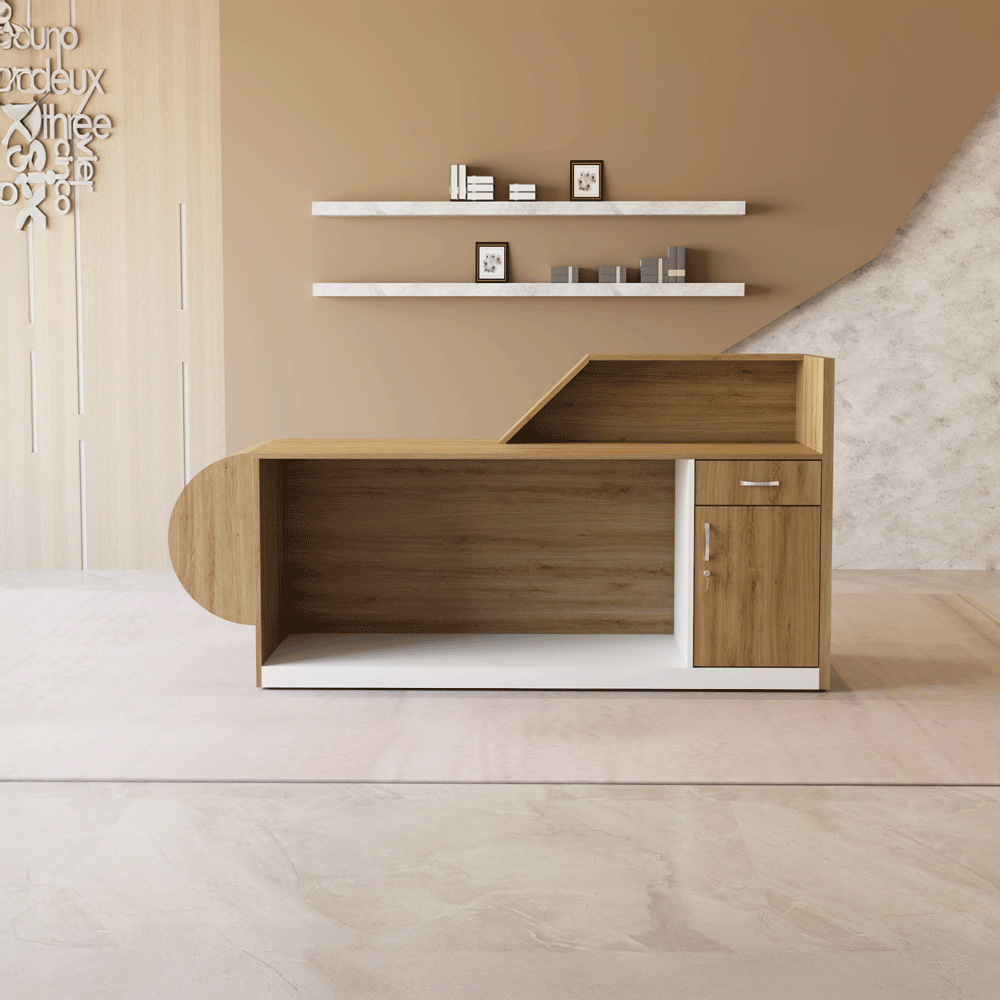 Quầy lễ tân QLTS018 - Vân Đá Trắng + 388 Phủ Melamine