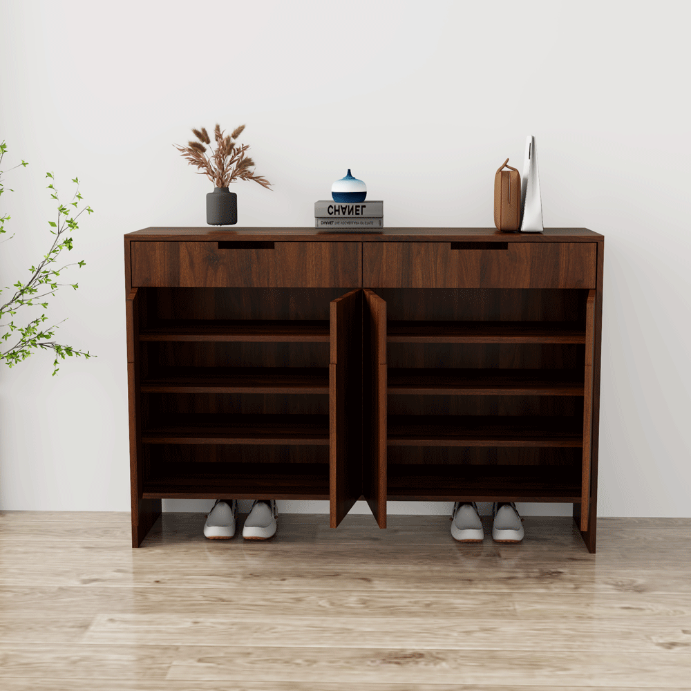 Tủ giày 4 cánh TGS013 - Gỗ mfc phủ melamin màu nâu vân gỗ | Nội Thất giá tốt 2K