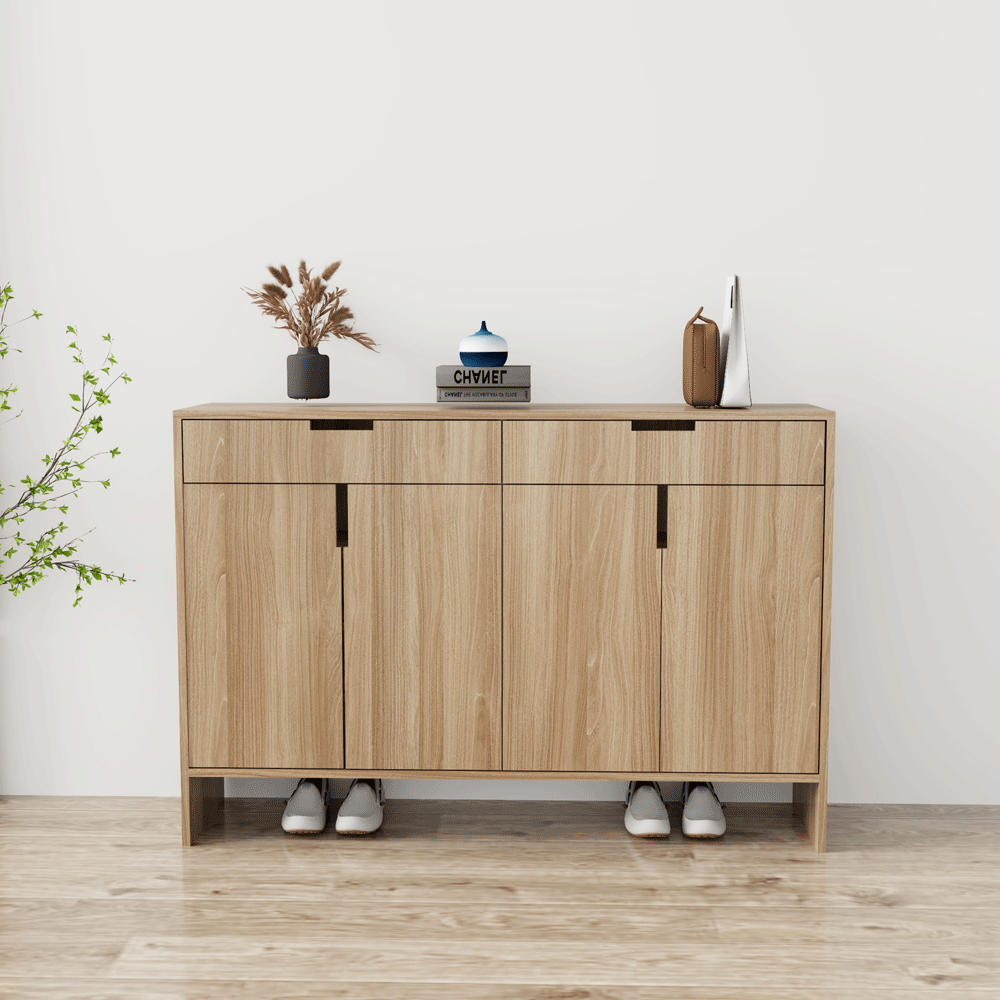 Tủ giày 4 cánh TGS013 - Gỗ mfc phủ melamin màu vân gỗ vàng | Nội Thất giá tốt 2K