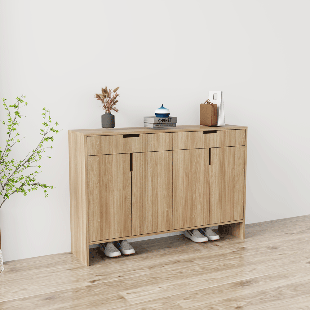 Tủ giày 4 cánh TGS013 - Gỗ mfc phủ melamin màu vân gỗ vàng | Nội Thất giá tốt 2K