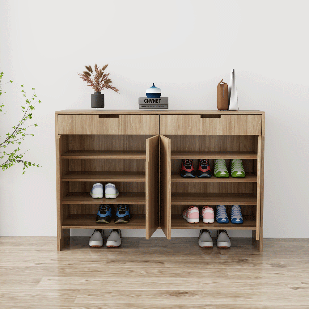 Tủ giày 4 cánh TGS013 - Gỗ mfc phủ melamin màu vân gỗ vàng | Nội Thất giá tốt 2K