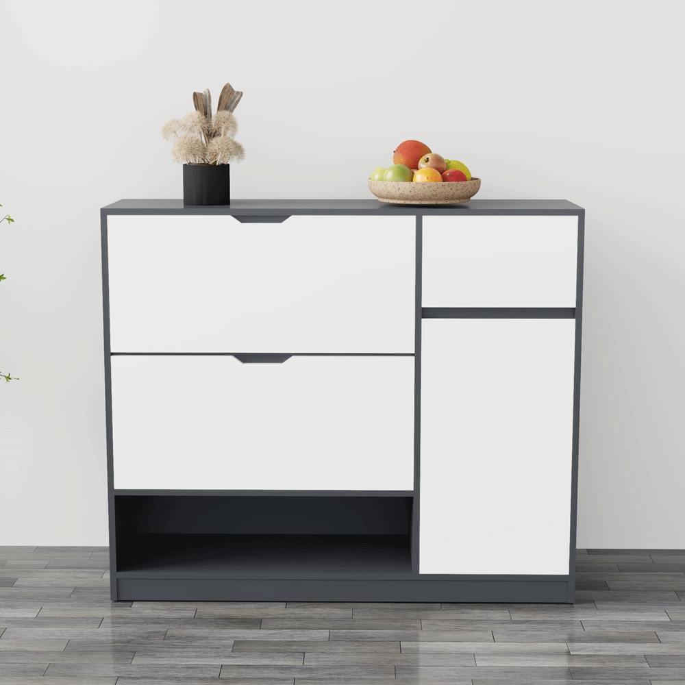 Tủ giày TGS014  - 2 Lật 1 cánh 1 ngăn kéo màu xám trắng | Nội Thất giá tốt 2K