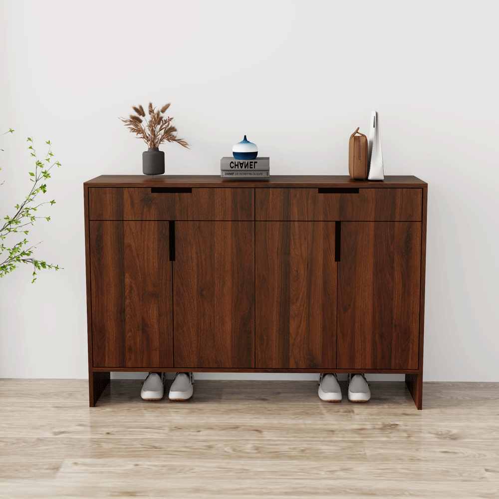 Tủ giày 4 cánh TGS013 - Gỗ mfc phủ melamin màu nâu vân gỗ | Nội Thất giá tốt 2K