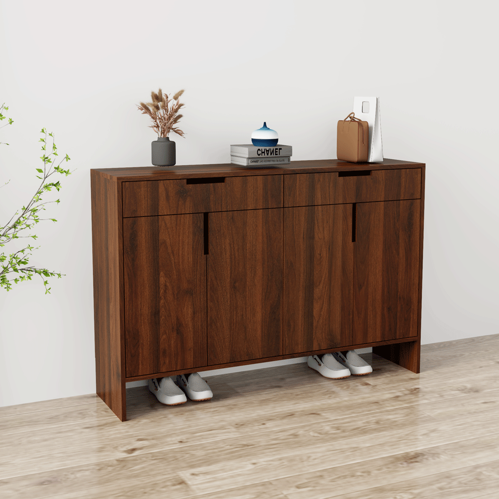 Tủ giày 4 cánh TGS013 - Gỗ mfc phủ melamin màu nâu vân gỗ | Nội Thất giá tốt 2K