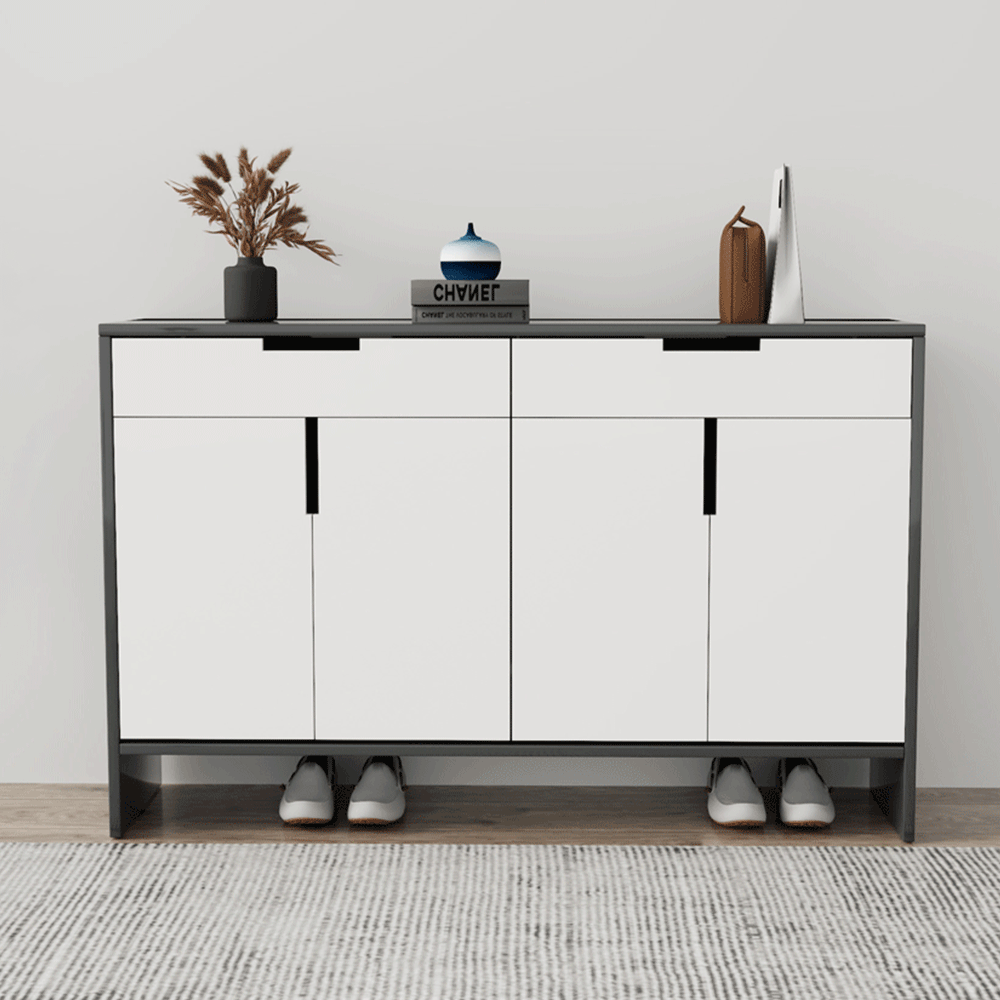 Tủ giày 4 cánh TGS013 - Gỗ mfc phủ melamin màu đen cánh trắng | Nội Thất giá tốt 2K