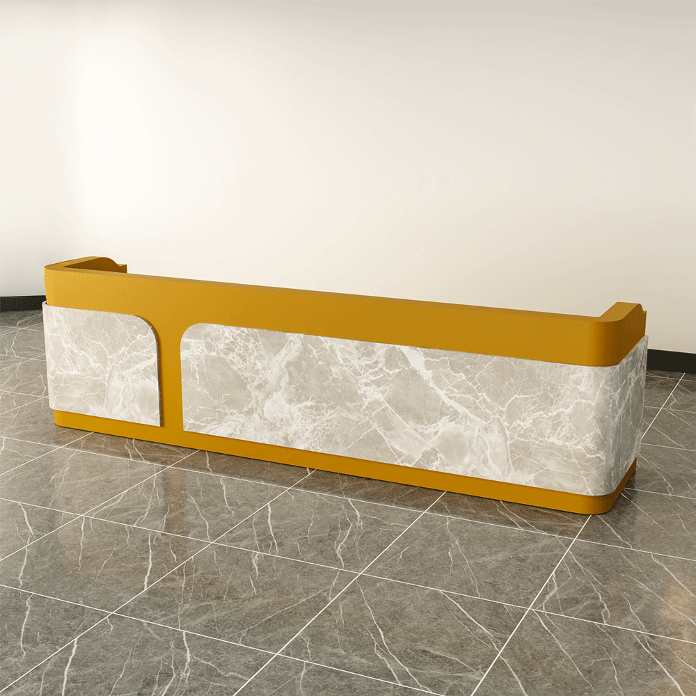 Quầy lễ tân QLTS014 - Gỗ MDF Sơn Bệt Vàng Mustard Hiện Đại, Điểm Nhấn Cho Không Gian Văn Phòng