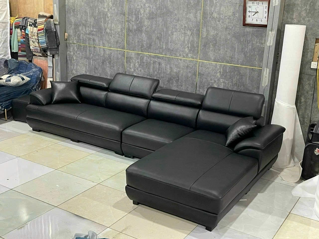 Sofa góc văn phòng màu đen SF21
