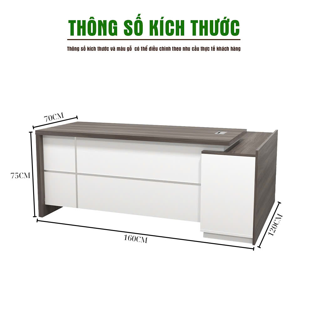 Bàn Giám Đốc 2KBGD128 160x120x75cm