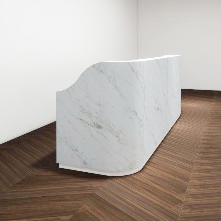 Quầy lễ tân QLTS016 - Gỗ MDF phủ melamin trắng vân đá sang trọng