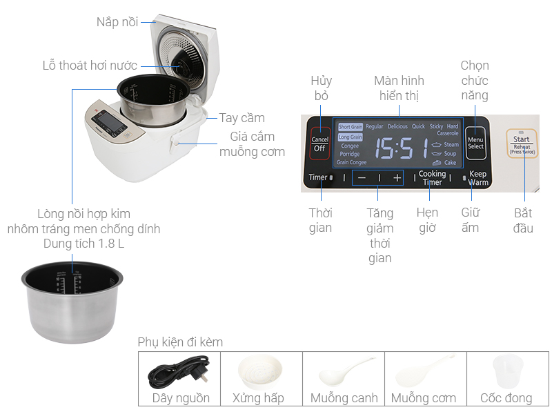 Nồi cơm điện Panasonic SR-AFM181WRA