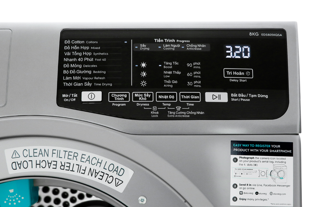 Máy sấy quần áo Electrolux EDS805KQSA 8kg