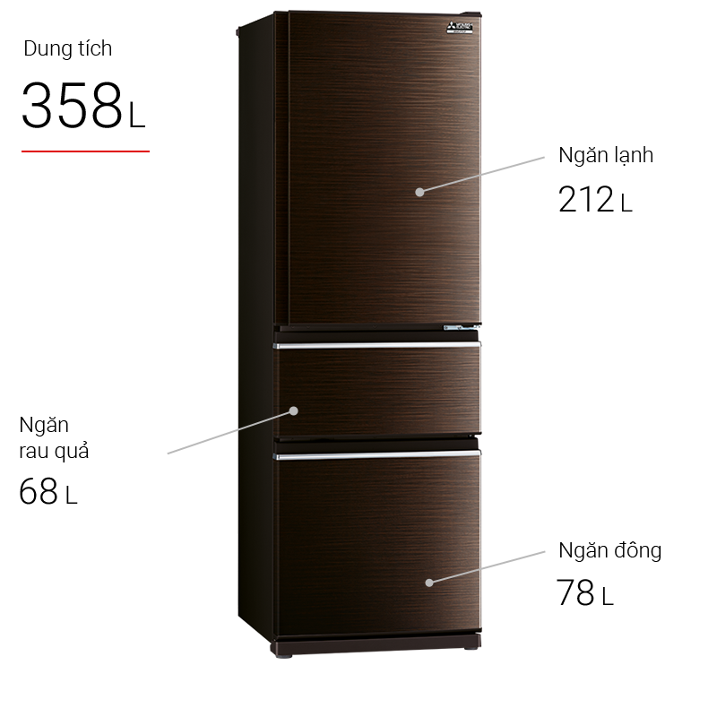 Tủ lạnh Mitsubishi Inverter MR-CX46EJ(BRW) 358 Lít