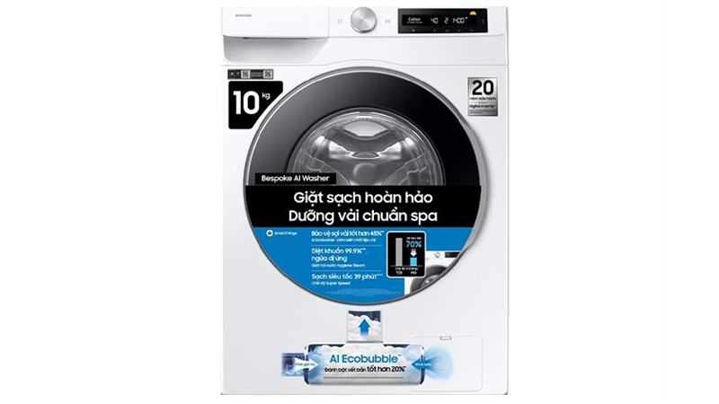 Máy giặt Samsung Bespoke 10kg AI EcoBubble WW10DB7U34GWSV