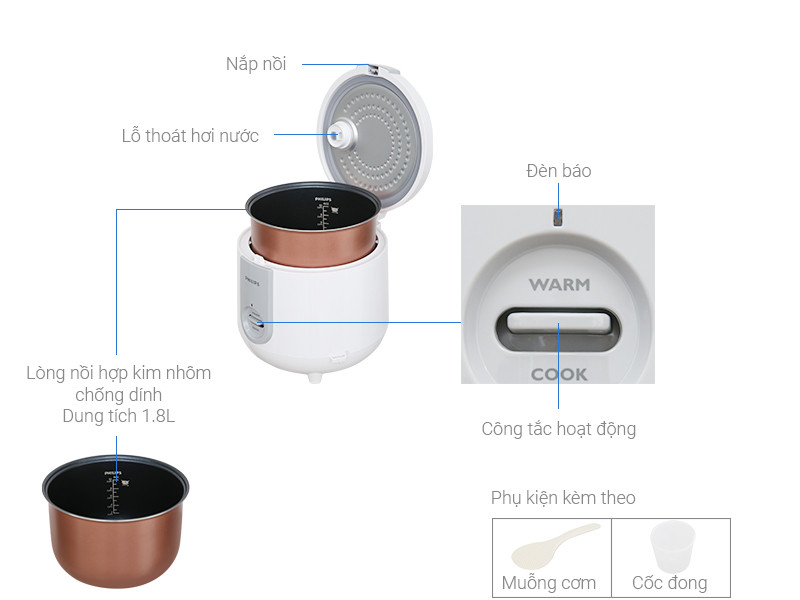 NỒI CƠM ĐIỆN PHILIPS 1,8 LÍT HD311/66