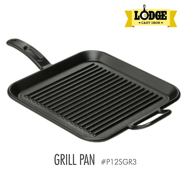 Chảo gang Lodge - P12SGR3 Chảo gang nướng hình vuông 30.48cm