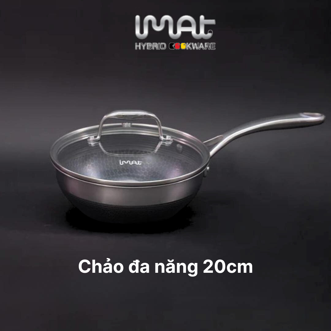 Chảo đa năng iMat Hybrid 20cm, tráng gốm đen
