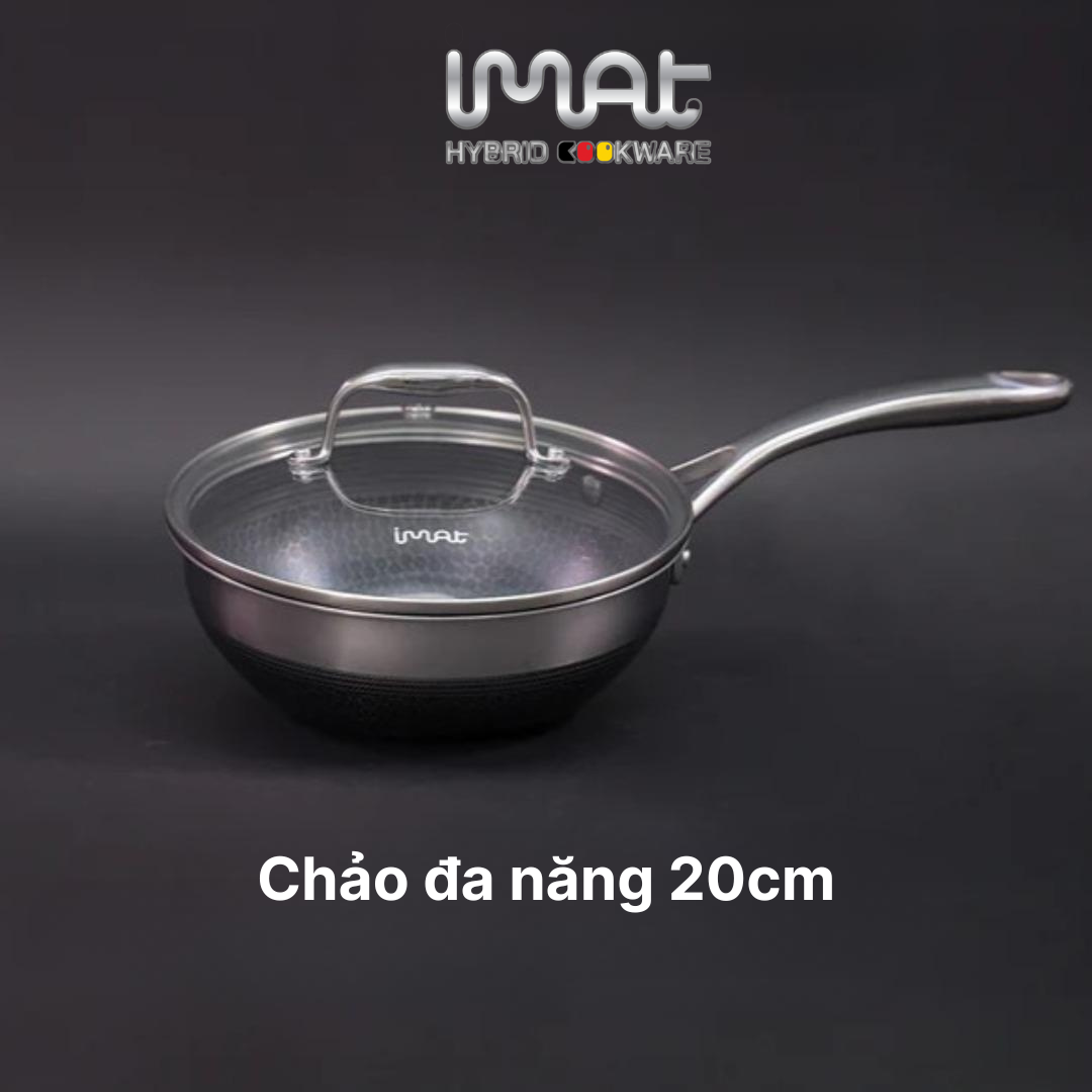 Chảo đa năng iMat Hybrid 20cm, tráng gốm đen