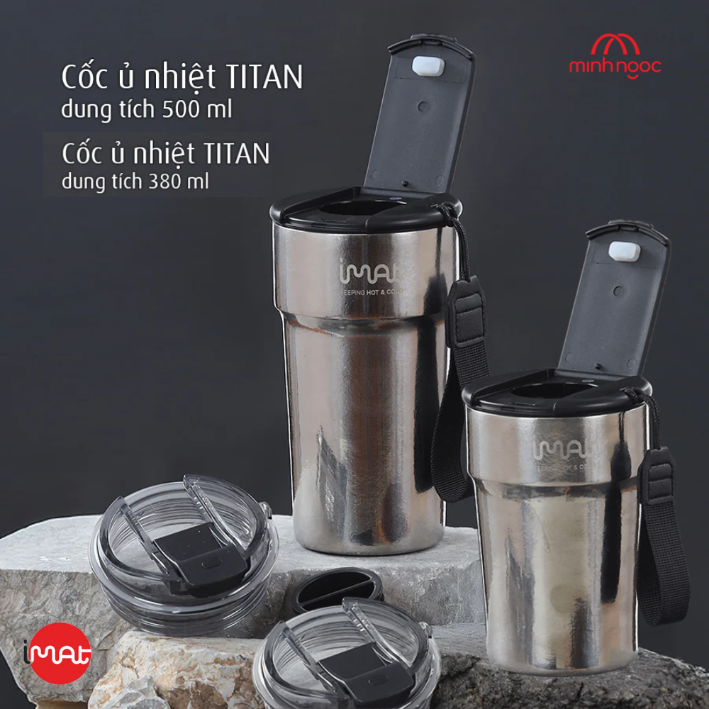 Cốc Ủ Nhiệt Titan iMat Cao Cấp 2 dung tích 380ml| 500ml