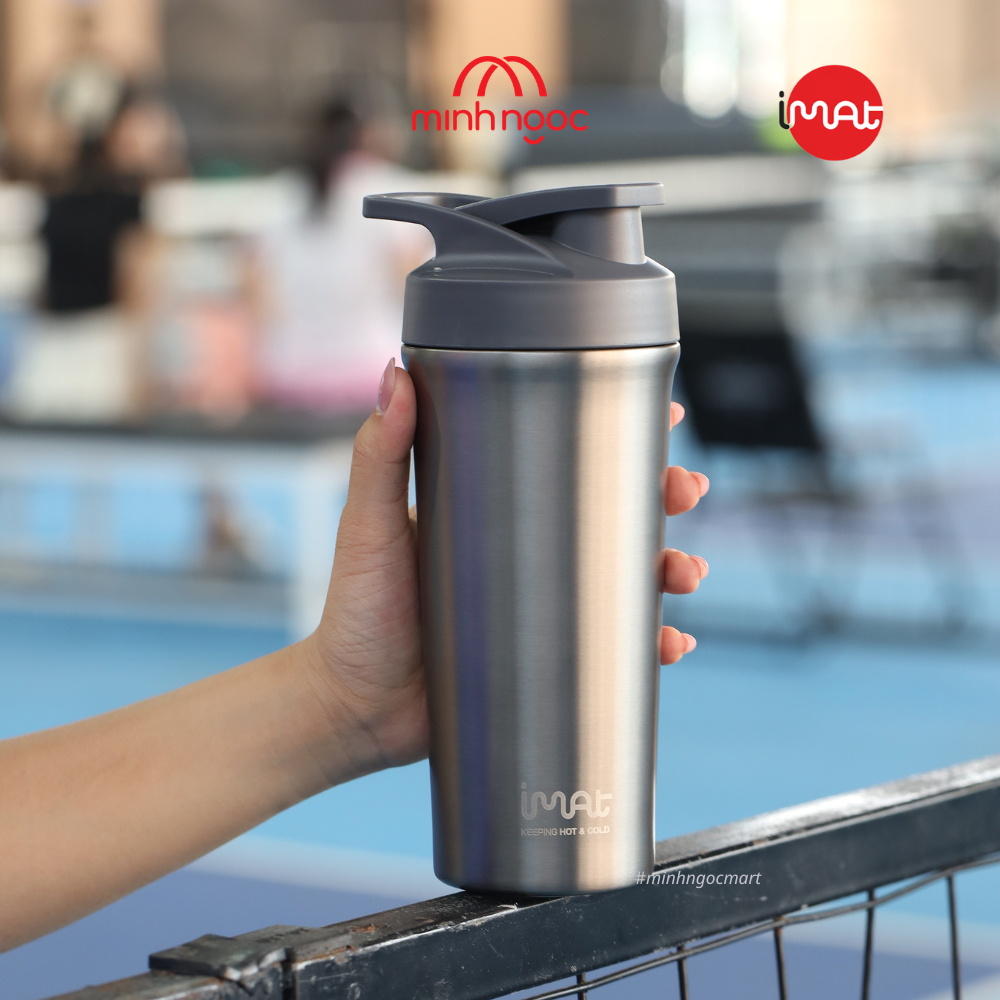 Cốc Lắc Thể Thao IMat 600ml Kèm Bóng Lò Xo