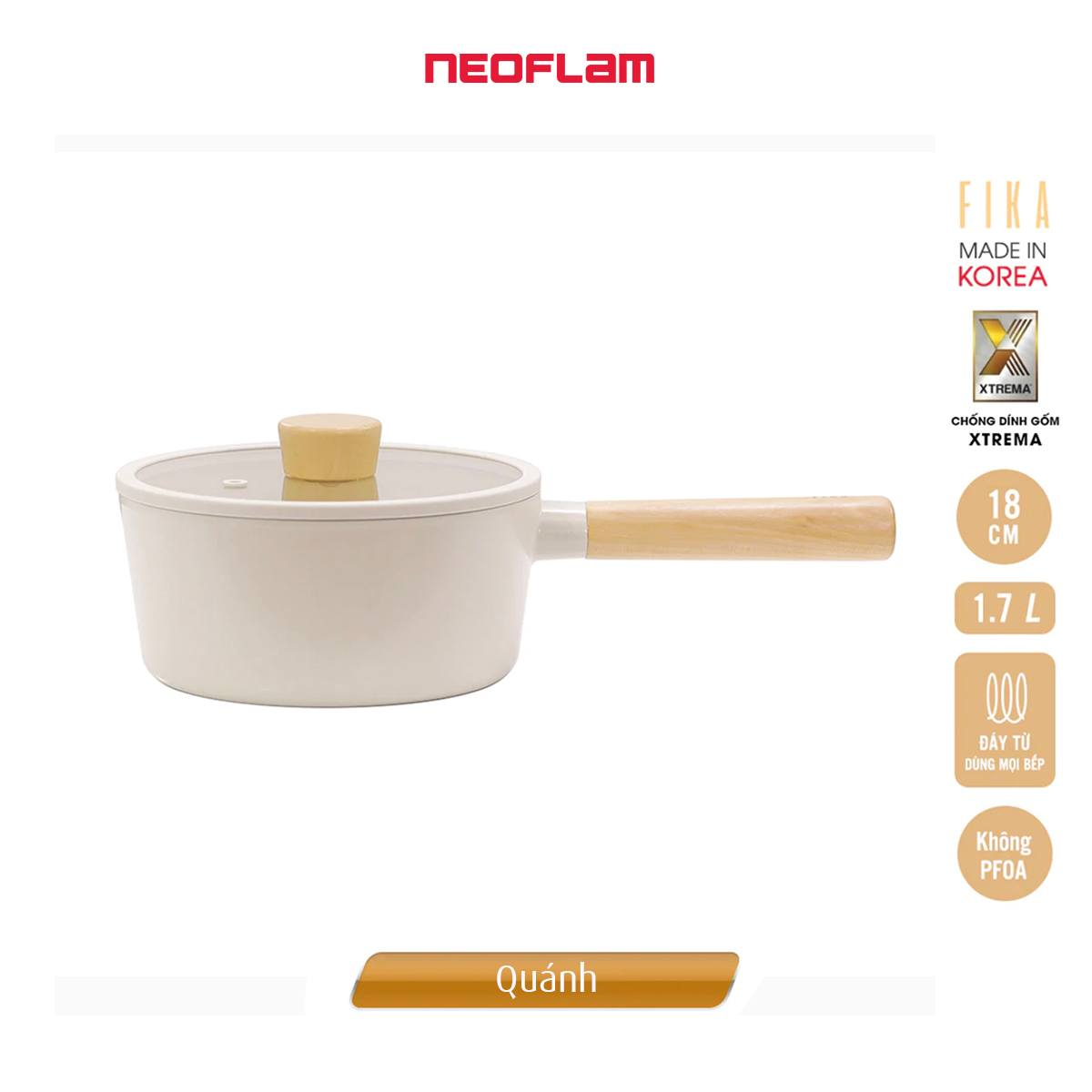 Bộ quánh 18cm & bếp từ đơn Fika Neoflam Hàn Quốc