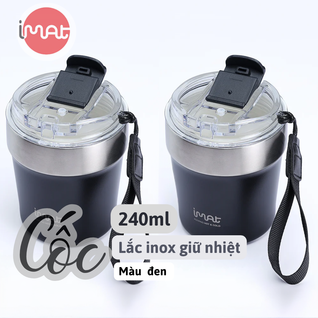Cốc Lắc Inox 240ml 2 Thành Không Giữ Nhiệt Nóng Lạnh 3 màu Tím/ Be/ Đen