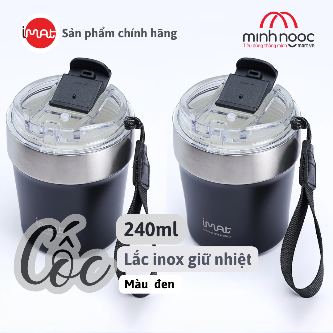 Cốc Lắc Inox 240ml 2 Thành Không Giữ Nhiệt Nóng Lạnh 3 màu Tím/ Be/ Đen