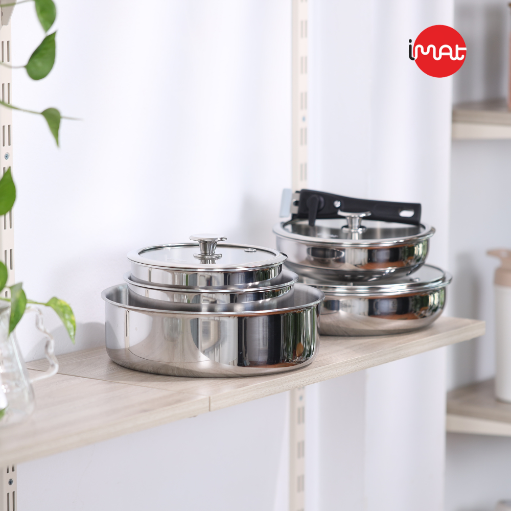 Bộ Nồi Chảo inox Cán Rời 9 Món Hiệu Imat
