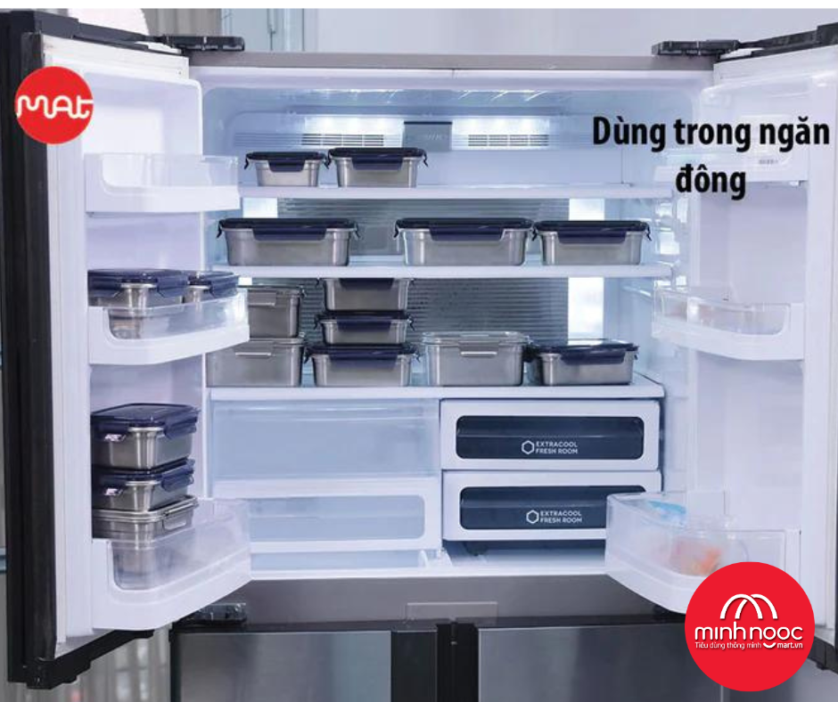 Bộ 4 hộp inox iMat Cao thân bằng inox 304, 20ml, 800ml, 1600ml, 3200ml