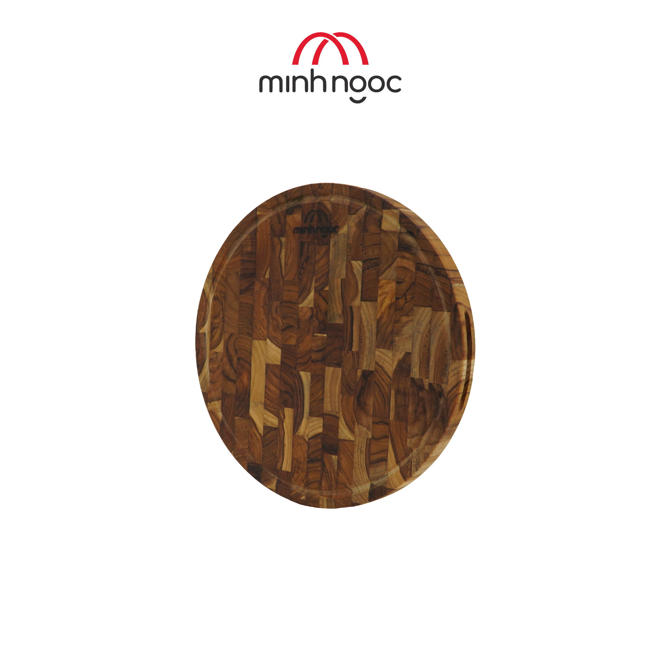 Thớt gỗ Teak cao cấp Minh Ngọc kháng khuẩn tự nhiên, an toàn, bền đẹp. Hình tròn kích thước 30x2.5cm