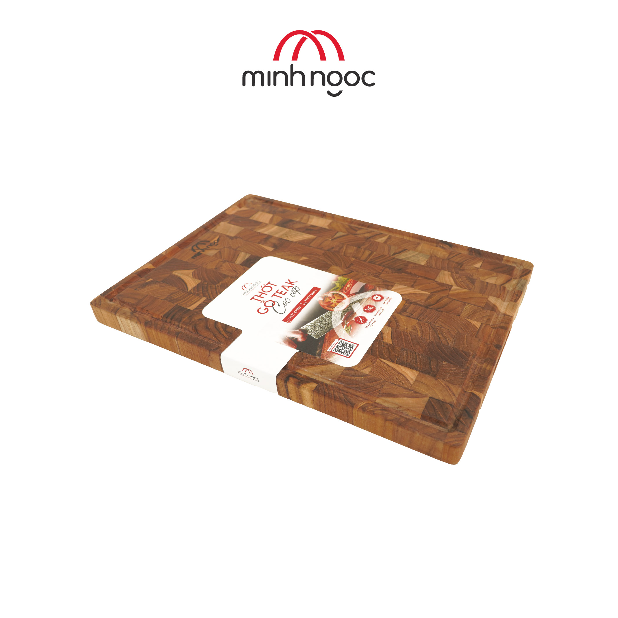 Thớt gỗ Teak cao cấp Minh Ngọc kháng khuẩn tự nhiên, an toàn, bền đẹp, cỡ trung 35x25x2.5cm