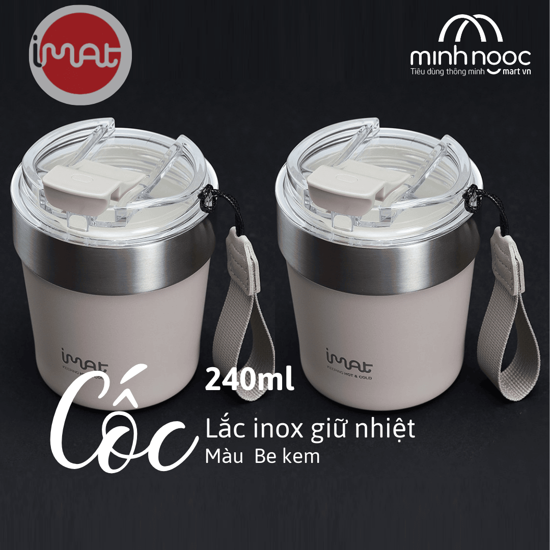 Cốc Lắc Inox 240ml 2 Thành Không Giữ Nhiệt Nóng Lạnh 3 màu Tím/ Be/ Đen