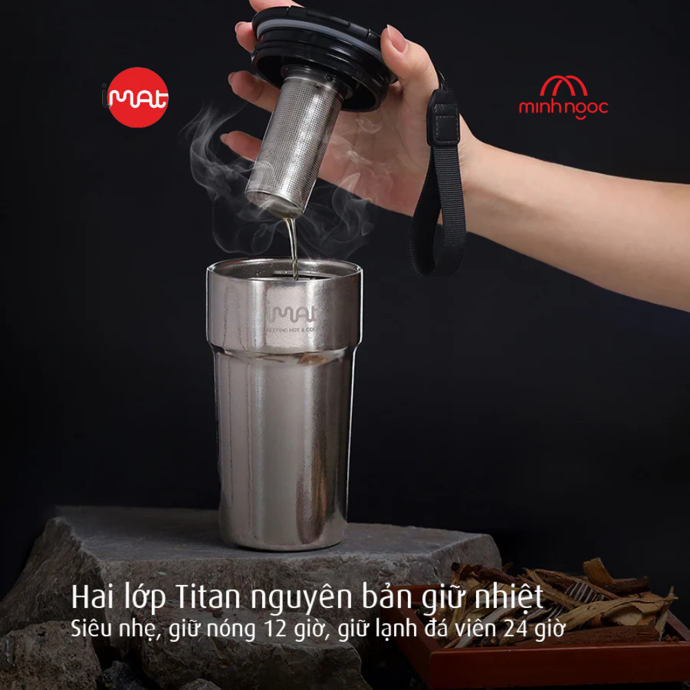 Cốc Ủ Nhiệt Titan iMat Cao Cấp 2 dung tích 380ml| 500ml