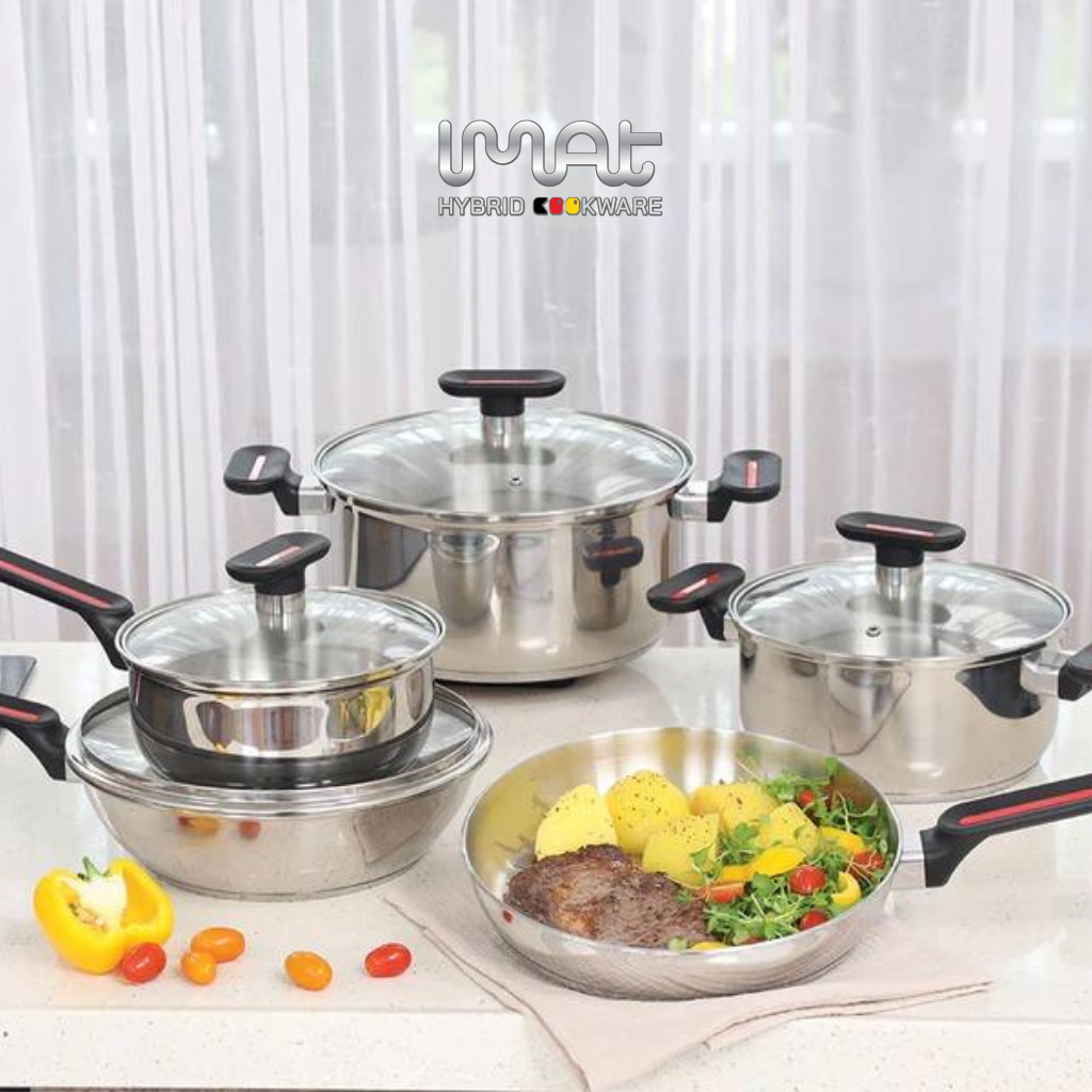 Bộ 5 nồi chảo iNox 304 không chống dính iMAT