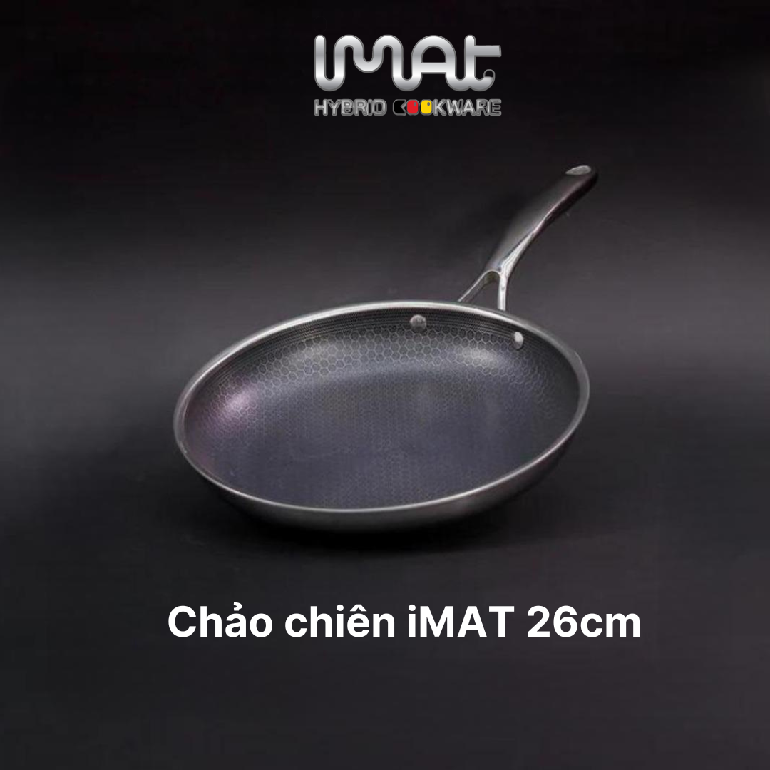Combo iMat Hybrid 26cm. Gồm nồi - chảo chiên - chảo xào - xửng hấp size 26cm