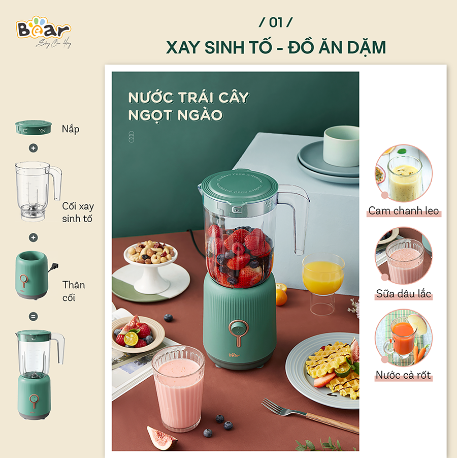 Máy xay 3 in 1 đa năng Bear BL-B10V2